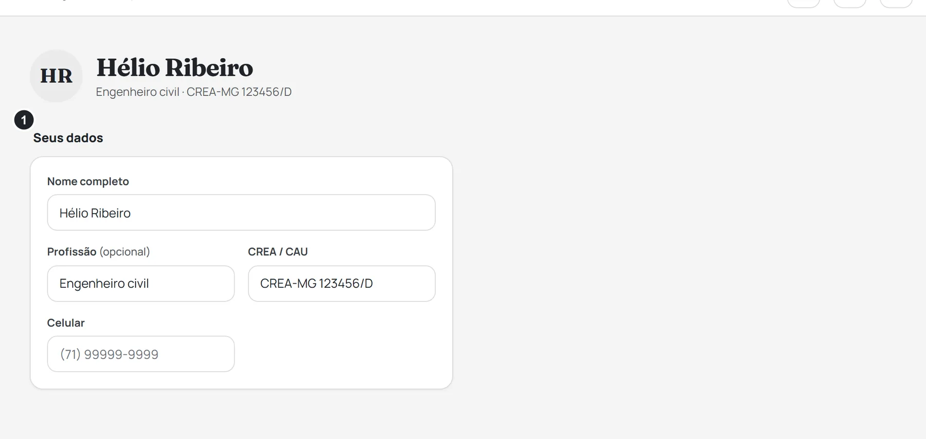 A tela Minha conta, com o quadro Seus dados e, ao lado, Acesso e Aparelhos