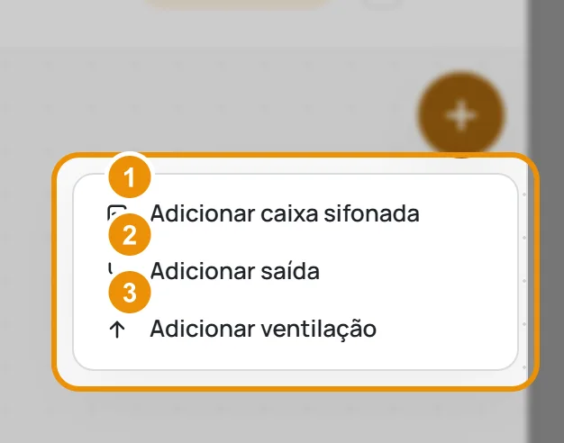 O menu do botão + do fluxograma